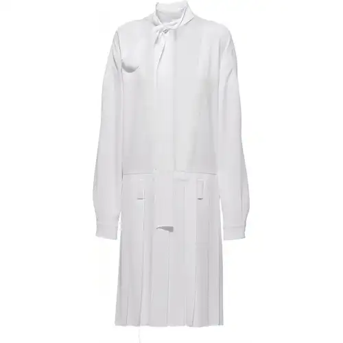 MIU MIU Long Sleeved Dresses Women's White Scarf Collar Moderate