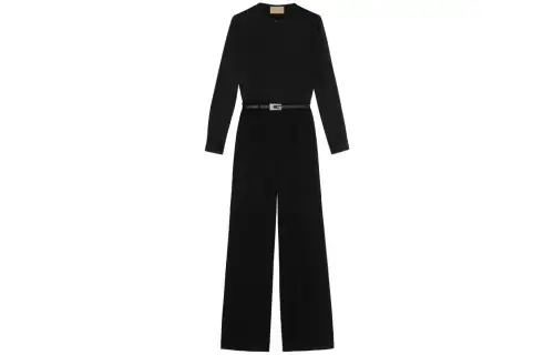 GUCCI Satin Square G Belt Jumpsuit