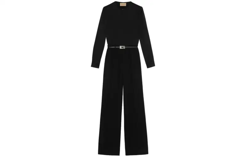 GUCCI Satin Square G Belt Jumpsuit