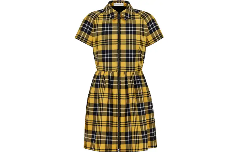 DIOR FW22 Short Sleeved Dress Women's Yellow