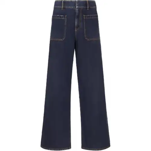 DIOR Quarterly New Products Jeans Women's Blue Moderate Wide Leg Pants