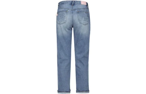 EVISU Jeans Women's Denim Blue Moderate Ripped Pants