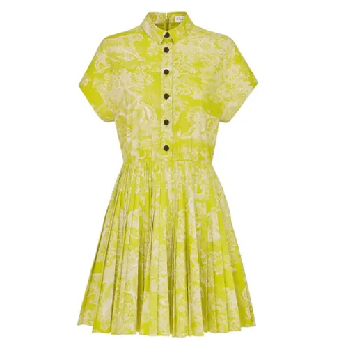 DIOR FW21 Short Sleeved Dress Women's Yellow Green