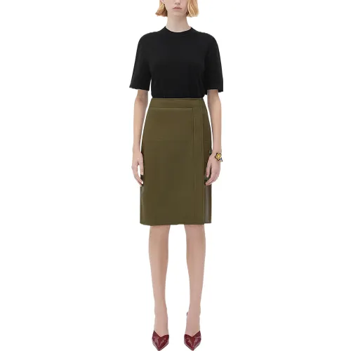 Bottega Veneta FW22 Leather Long Skirt Women's Green