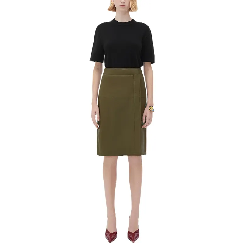 Bottega Veneta FW22 Leather Long Skirt Women's Green