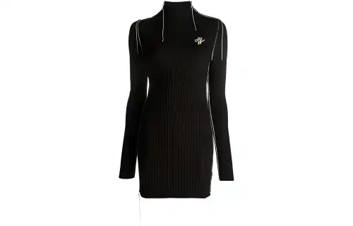 OFF-WHITE Embroidered-logo Knit Dress