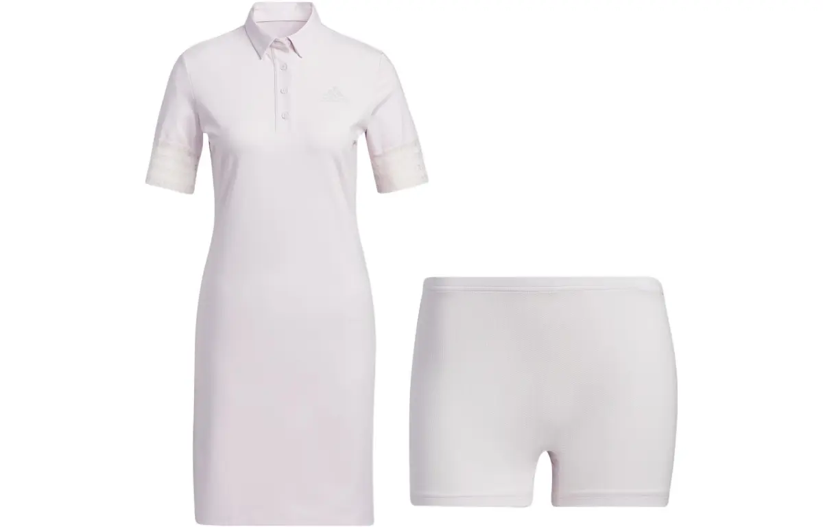Adidas Short-Sleeved Dresses Women's White Polo Collar Moderate Extra Short