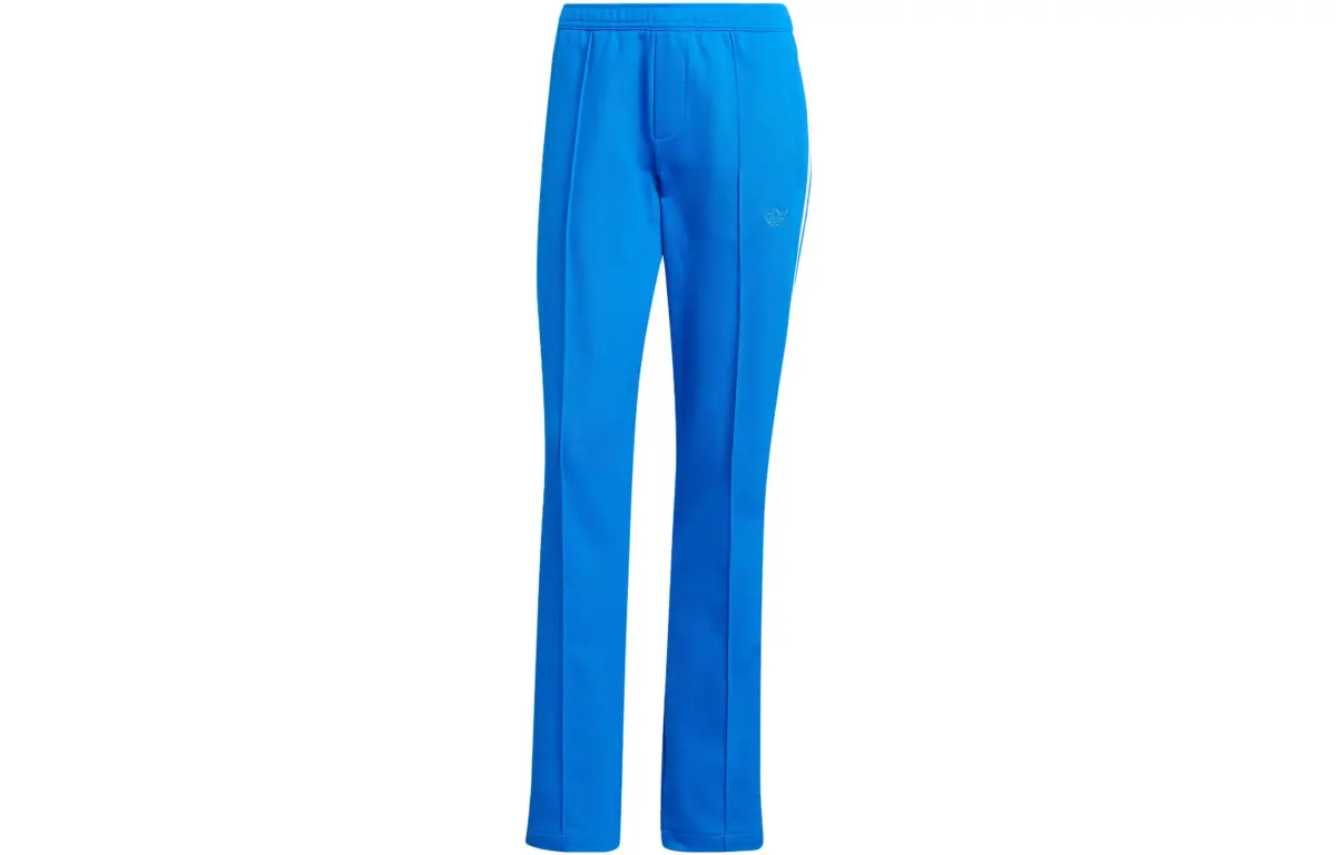 Adidas Originals Faye Crepe Knitted Sweatpants Women's Blue Moderate Straight Fit Pants