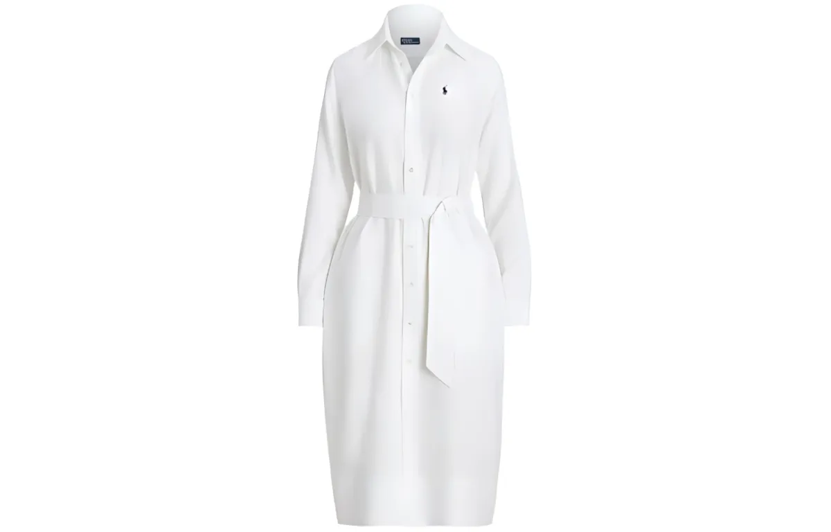 Polo Ralph Lauren Long Sleeved Dress Straight Fit Version Women's White