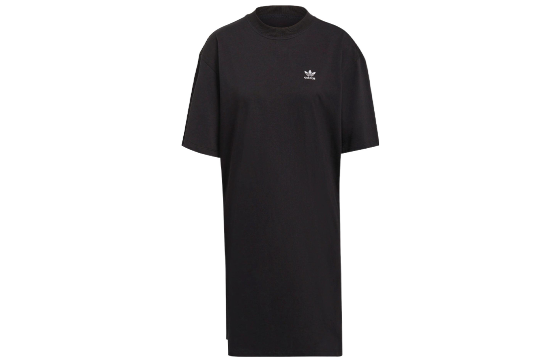 Adidas originals adicolor series clover ADICOLOR big logo on the back casual home sports round neck short-sleeved dress women's black