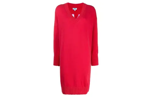 KENZO SS21 Long Sleeved Dress Women's Red