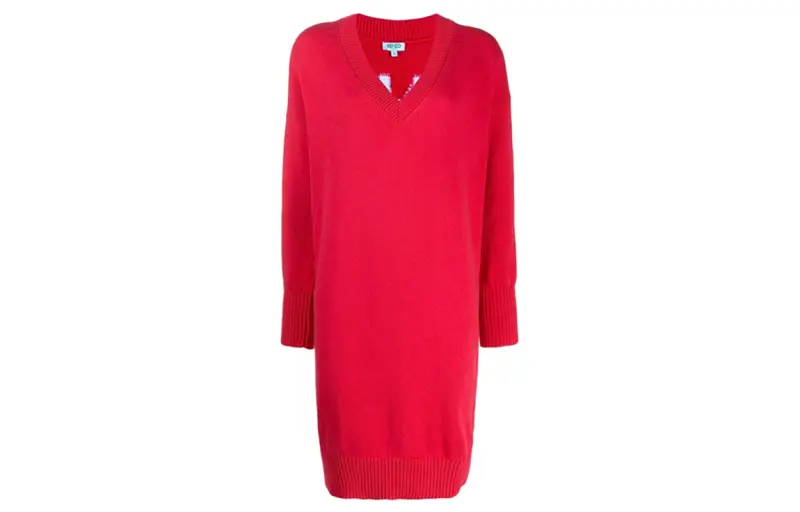 KENZO SS21 Long Sleeved Dress Women's Red