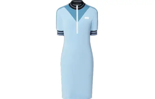 LOUIS VUITTON New Quarterly Products Of LV Short Sleeved Dresses Women's Blue Crew Neck Moderate Mid Length