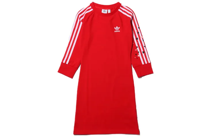 Adidas Originals Long Sleeved Dresses Women's Crew Neck Moderate Mid Length