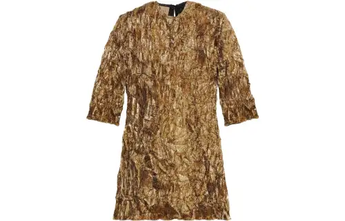 GUCCI Short Sleeved Dresses Women's Gold Crew Neck Moderate Short