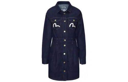 EVISU Long Sleeved Dress Women's Denim Blue