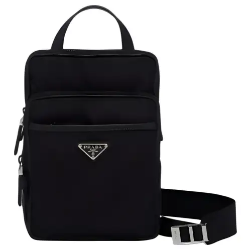 PRADA & Saffiano Leather Shoulder Bag, Crossbody Bag, Handbag Men's Black