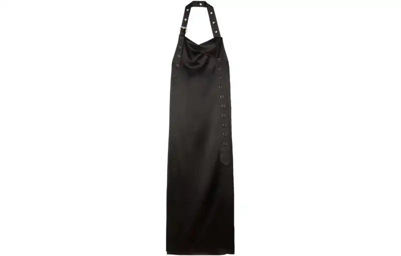 OFF-WHITE Belt-detail Satin Maxi Dress