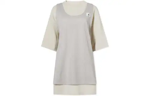 Jordan Sleeveless Dresses Women's Beige Crew Neck Moderate Mid Length