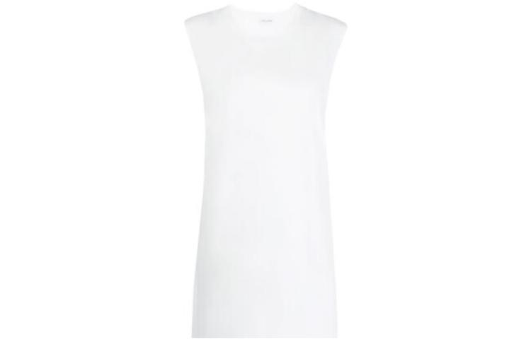 SAINT LAURENT Solid Color Sleeveless Dress Women's White