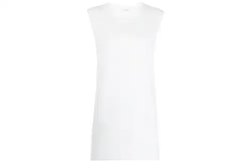 SAINT LAURENT Solid Color Sleeveless Dress Women's White