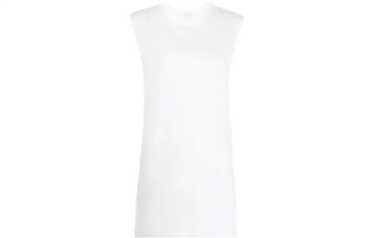 SAINT LAURENT Solid Color Sleeveless Dress Women's White