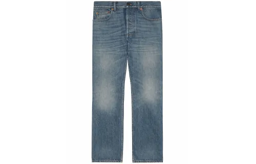 GUCCI Jeans Women's Blue Moderate Straight Fit Pants