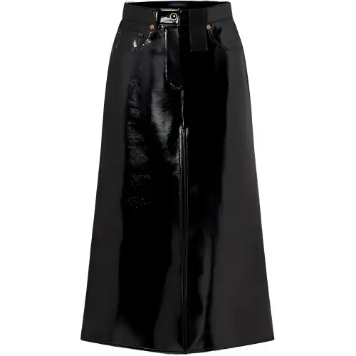 LOUIS VUITTON Crinkled Vinyl Midi Skirt