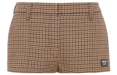 PRADA Houndstooth-pattern Mini Shorts