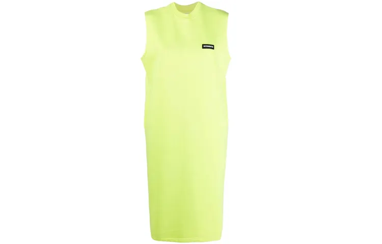 Vetements Sleeveless Dresses Women's Neon Yellow Crew Neck