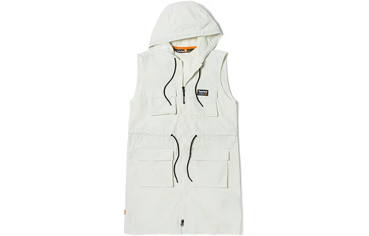 Timberland Sleeveless Dresses Women's White Hooded Moderate Mid Length