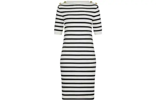 LOUIS VUITTON Short Sleeved Dress Women's Black White