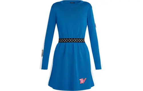 LOUIS VUITTON Long Sleeved Dress Women's Blue