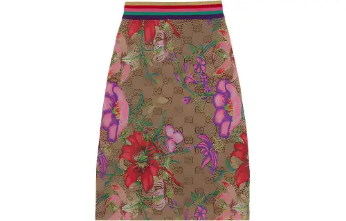 GUCCI FW19 Knit Long Skirt Women's Khaki