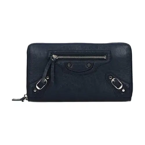 Balenciaga Lambskin Wallet Regular Women's Dark Blue