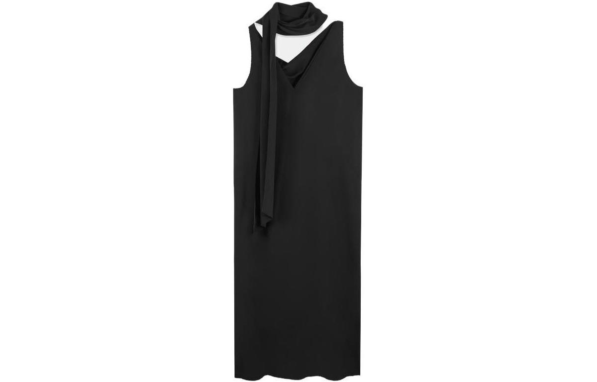 COS ATELIER Sleeveless Dresses Women's Black V Neck Long