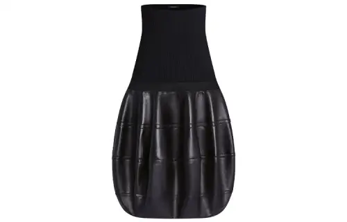 LOUIS VUITTON Leather Long Skirt Women's Black