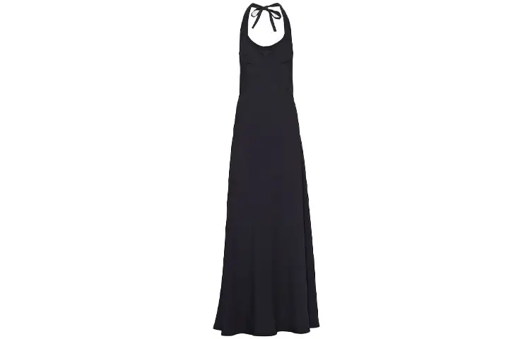 PRADA Sleeveless Dresses Women's Black Crew Neck Moderate Long