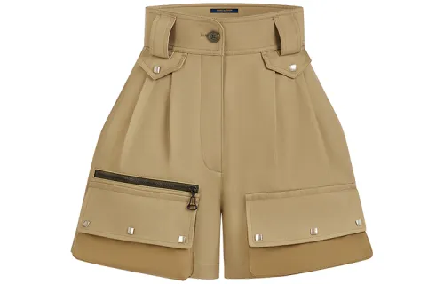 LOUIS VUITTON New Quarterly Products Of LV Casual Shorts Women's Khaki Moderate