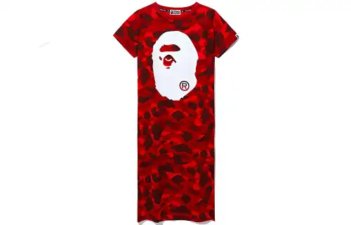 A BATHING APE Head Series Short Sleeved Dresses Women's Crew Neck
