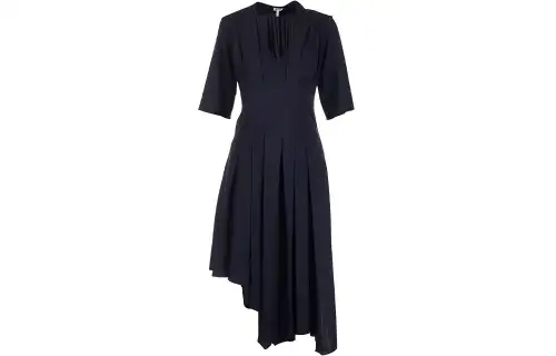 LOEWE Short Sleeved Dresses Women's Blue V Neck Moderate Mid Length