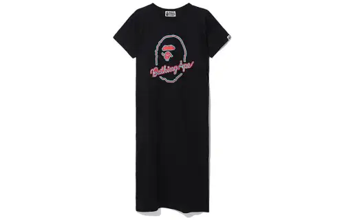 A BATHING APE Short Sleeved Dresses Women's Crew Neck