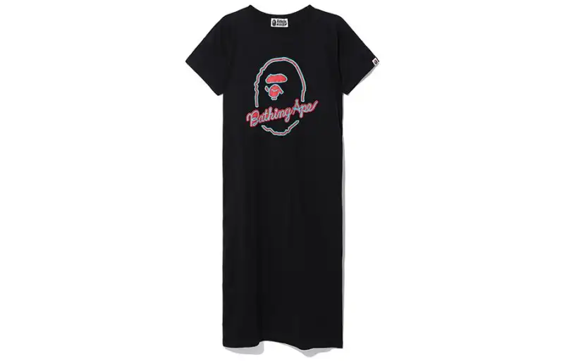 A BATHING APE Short Sleeved Dresses Women's Crew Neck
