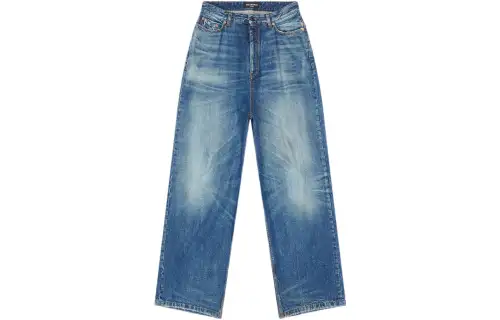 Balenciaga Women's Pull Up Vintage Denim Pants Blue