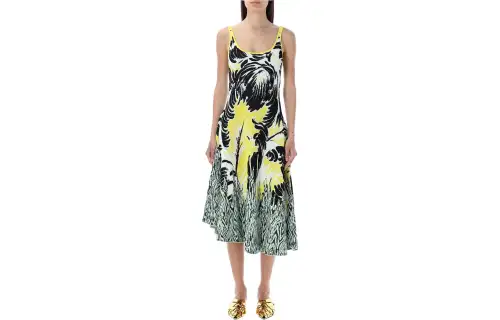 Bottega Veneta Graphic Printed Asymmetric Midi Dress