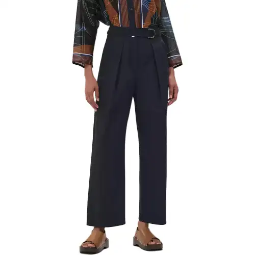 HERMES Casual Pants Women's Black Blue