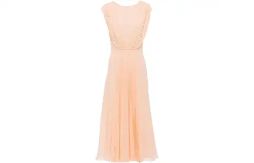 MIU MIU Sleeveless Dresses Women's Orange Crew Neck Moderate Mid Length