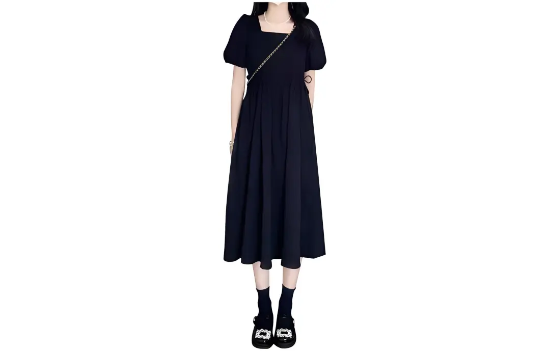MUQINGQING Short Sleeved Dress Women's Black