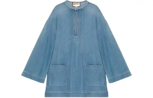 GUCCI Long Sleeved Dress Women's Blue