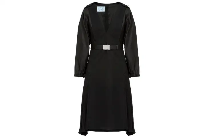 PRADA Long Sleeved Dresses Women's Black V Neck Moderate
